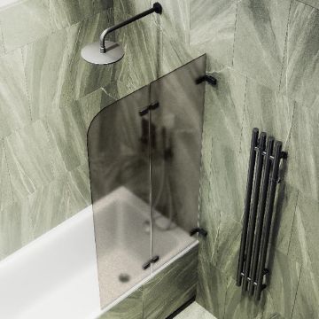 Шторка для ванны Maybahglass (Майбахгласс) складная 2 секции 1400х515 мм, Стекло 6 мм Бронза матовая MGV-575-6