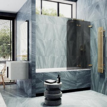 Шторка для ванны Maybahglass (Майбахгласс) складная 2 секции 1400х515 мм, Стекло 6 мм Графит матовый MGV-577-3