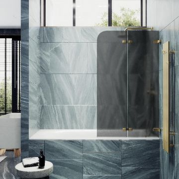 Шторка для ванны Maybahglass (Майбахгласс) складная 2 секции 1400х515 мм, Стекло 6 мм Графит матовый MGV-577-3