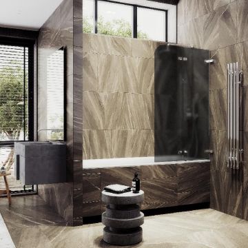 Шторка для ванны Maybahglass (Майбахгласс) складная 2 секции 1400х515 мм, Стекло 6 мм Графит матовый MGV-577-4