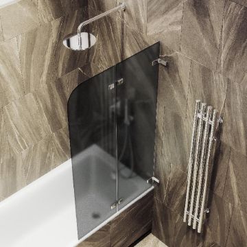 Шторка для ванны Maybahglass (Майбахгласс) складная 2 секции 1400х515 мм, Стекло 6 мм Графит матовый MGV-577-4