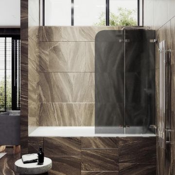 Шторка для ванны Maybahglass (Майбахгласс) складная 2 секции 1400х515 мм, Стекло 6 мм Графит матовый MGV-577-4