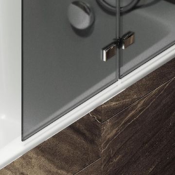 Шторка для ванны Maybahglass (Майбахгласс) складная 2 секции 1400х515 мм, Стекло 6 мм Графит матовый MGV-577-4