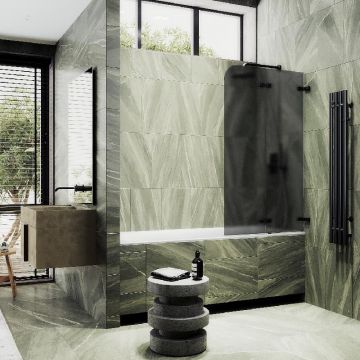 Шторка для ванны Maybahglass (Майбахгласс) складная 2 секции 1400х515 мм, Стекло 6 мм Графит матовый MGV-577-6