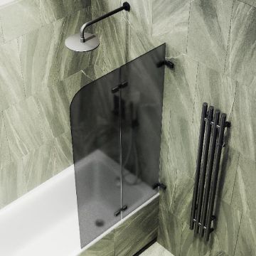 Шторка для ванны Maybahglass (Майбахгласс) складная 2 секции 1400х515 мм, Стекло 6 мм Графит матовый MGV-577-6