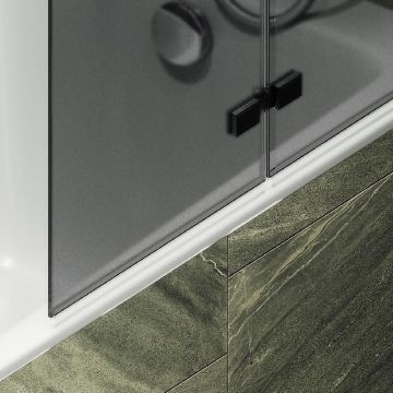 Шторка для ванны Maybahglass (Майбахгласс) складная 2 секции 1400х515 мм, Стекло 6 мм Графит матовый MGV-577-6