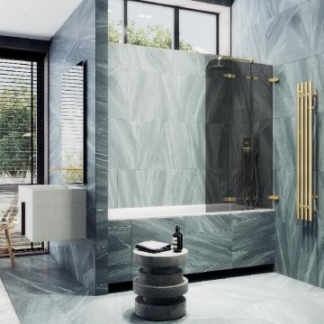 Шторка для ванны Maybahglass (Майбахгласс) складная 3 секции 1400х750 мм, Стекло 6 мм Графит MGV-583-3