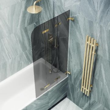 Шторка для ванны Maybahglass (Майбахгласс) складная 3 секции 1400х750 мм, Стекло 6 мм Графит MGV-583-3