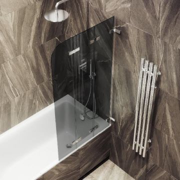 Шторка для ванны Maybahglass (Майбахгласс) складная 3 секции 1400х750 мм, Стекло 6 мм Графит MGV-583-4