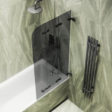 Шторка для ванны Maybahglass (Майбахгласс) складная 3 секции 1400х750 мм, Стекло 6 мм Графит MGV-583-6