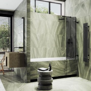 Шторка для ванны Maybahglass (Майбахгласс) складная 3 секции 1400х750 мм, Стекло 6 мм Графит MGV-583-6