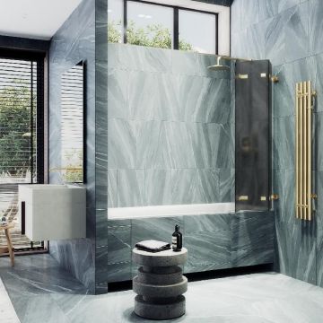 Шторка для ванны Maybahglass (Майбахгласс) складная 3 секции 1400х750 мм, Стекло 6 мм Графит матовый MGV-582-3