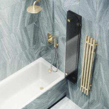 Шторка для ванны Maybahglass (Майбахгласс) складная 3 секции 1400х750 мм, Стекло 6 мм Графит матовый MGV-582-3