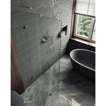 Душевая перегородка Maybahglass (Майбахгласс) коннектор стена-стекло 1950х890 мм, Стекло 8 мм Сатин MGD-269-4