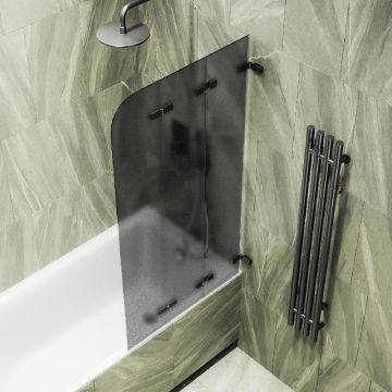 Шторка для ванны Maybahglass (Майбахгласс) складная 3 секции 1400х750 мм, Стекло 6 мм Графит матовый MGV-582-6
