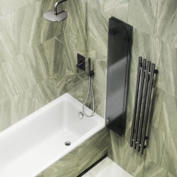 Шторка для ванны Maybahglass (Майбахгласс) складная 3 секции 1400х750 мм, Стекло 6 мм Графит матовый MGV-582-6