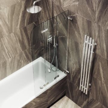 Шторка для ванны Maybahglass (Майбахгласс) складная 3 секции 1400х750 мм, Стекло 6 мм Бесцветное MGV-578-4