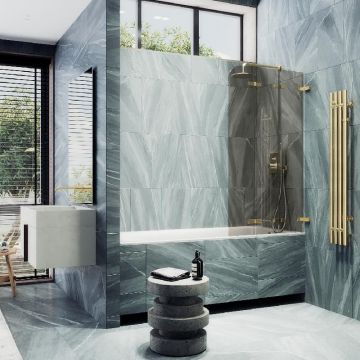 Шторка для ванны Maybahglass (Майбахгласс) складная 3 секции 1400х750 мм, Стекло 6 мм Бронза MGV-580-3