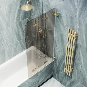Шторка для ванны Maybahglass (Майбахгласс) складная 3 секции 1400х750 мм, Стекло 6 мм Бронза MGV-580-3