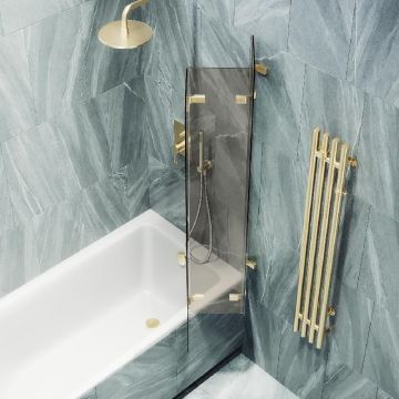Шторка для ванны Maybahglass (Майбахгласс) складная 3 секции 1400х750 мм, Стекло 6 мм Бронза MGV-580-3
