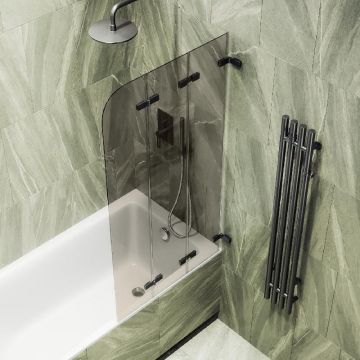Шторка для ванны Maybahglass (Майбахгласс) складная 3 секции 1400х750 мм, Стекло 6 мм Бронза MGV-580-6