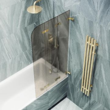 Шторка для ванны Maybahglass (Майбахгласс) складная 3 секции 1400х750 мм, Стекло 6 мм Бронза матовая MGV-579-3