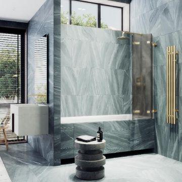 Шторка для ванны Maybahglass (Майбахгласс) складная 3 секции 1400х750 мм, Стекло 6 мм Бронза матовая MGV-579-3