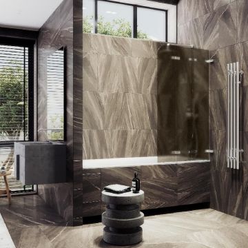 Шторка для ванны Maybahglass (Майбахгласс) складная 3 секции 1400х750 мм, Стекло 6 мм Бронза матовая MGV-579-4