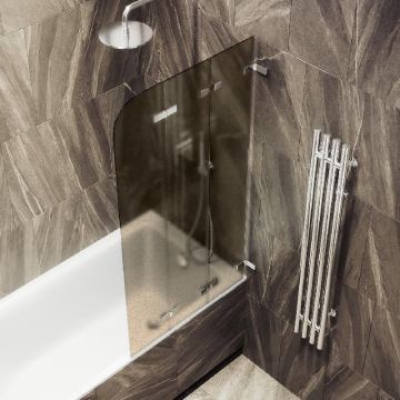 Шторка для ванны Maybahglass (Майбахгласс) складная 3 секции 1400х750 мм, Стекло 6 мм Бронза матовая MGV-579-4