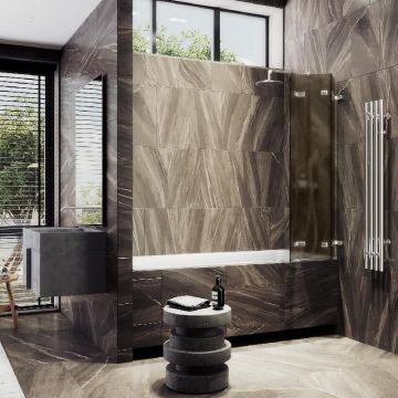 Шторка для ванны Maybahglass (Майбахгласс) складная 3 секции 1400х750 мм, Стекло 6 мм Бронза матовая MGV-579-4