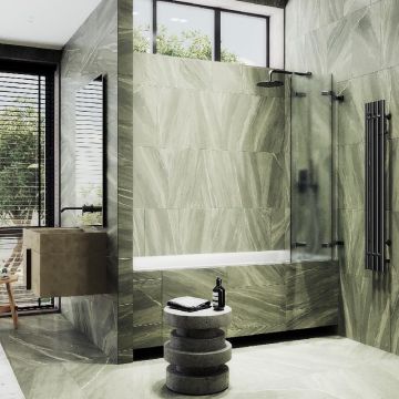 Шторка для ванны Maybahglass (Майбахгласс) складная 3 секции 1400х750 мм, Стекло 6 мм Сатин MGV-581-6