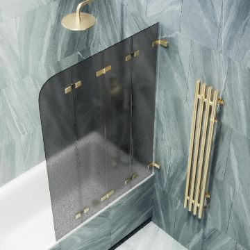 Шторка для ванны Maybahglass (Майбахгласс) складная 4 секции 1400х980 мм, Стекло 6 мм Графит матовый MGV-589-3