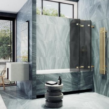 Шторка для ванны Maybahglass (Майбахгласс) складная 4 секции 1400х980 мм, Стекло 6 мм Графит матовый MGV-589-3