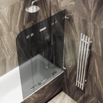 Шторка для ванны Maybahglass (Майбахгласс) складная 4 секции 1400х980 мм, Стекло 6 мм Графит матовый MGV-589-4