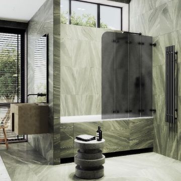 Шторка для ванны Maybahglass (Майбахгласс) складная 4 секции 1400х980 мм, Стекло 6 мм Графит матовый MGV-589-6
