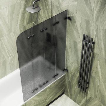 Шторка для ванны Maybahglass (Майбахгласс) складная 4 секции 1400х980 мм, Стекло 6 мм Графит матовый MGV-589-6