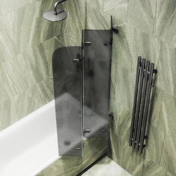 Шторка для ванны Maybahglass (Майбахгласс) складная 4 секции 1400х980 мм, Стекло 6 мм Графит матовый MGV-589-6