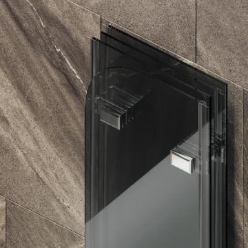 Шторка для ванны Maybahglass (Майбахгласс) складная 4 секции 1400х980 мм, Стекло 6 мм Графит MGV-588-4