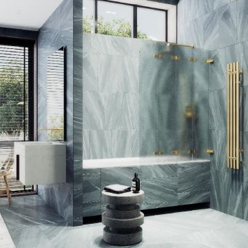 Шторка для ванны Maybahglass (Майбахгласс) складная 4 секции 1400х980 мм, Стекло 6 мм Сатин MGV-587-3