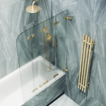 Шторка для ванны Maybahglass (Майбахгласс) складная 4 секции 1400х980 мм, Стекло 6 мм Сатин MGV-587-3