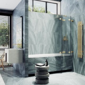 Шторка для ванны Maybahglass (Майбахгласс) складная 4 секции 1400х980 мм, Стекло 6 мм Сатин MGV-587-3