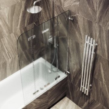 Шторка для ванны Maybahglass (Майбахгласс) складная 4 секции 1400х980 мм, Стекло 6 мм Сатин MGV-587-4