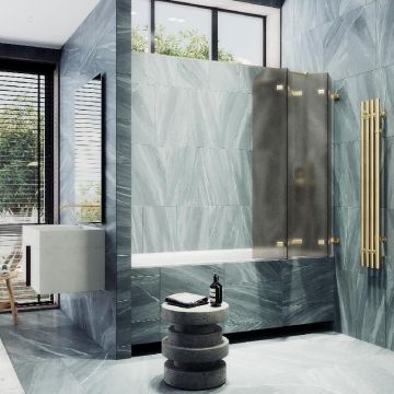 Шторка для ванны Maybahglass (Майбахгласс) складная 4 секции 1400х980 мм, Стекло 6 мм Бронза матовая MGV-586-3