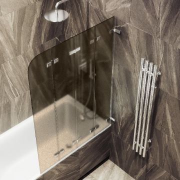 Шторка для ванны Maybahglass (Майбахгласс) складная 4 секции 1400х980 мм, Стекло 6 мм Бронза матовая MGV-586-4