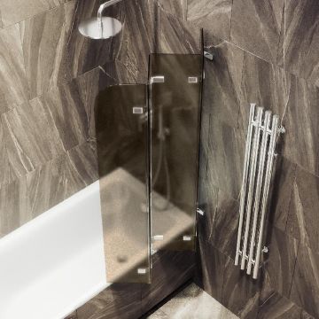 Шторка для ванны Maybahglass (Майбахгласс) складная 4 секции 1400х980 мм, Стекло 6 мм Бронза матовая MGV-586-4