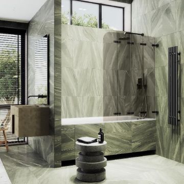 Шторка для ванны Maybahglass (Майбахгласс) складная 4 секции 1400х980 мм, Стекло 6 мм Бронза MGV-585-6