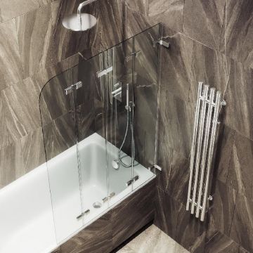 Шторка для ванны Maybahglass (Майбахгласс) складная 4 секции 1400х980 мм, Стекло 6 мм Бесцветное MGV-584-4