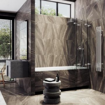 Шторка для ванны Maybahglass (Майбахгласс) складная 4 секции 1400х980 мм, Стекло 6 мм Бесцветное MGV-584-4