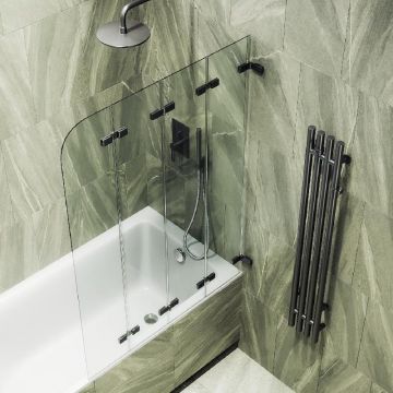 Шторка для ванны Maybahglass (Майбахгласс) складная 4 секции 1400х980 мм, Стекло 6 мм Бесцветное MGV-584-6