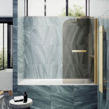 Шторка душевая Maybahglass (Майбахгласс) поворотная на монопетле 1400х600 мм, стекло 6 мм Бронза матовая +Полотенцедержатель MGV-778-3